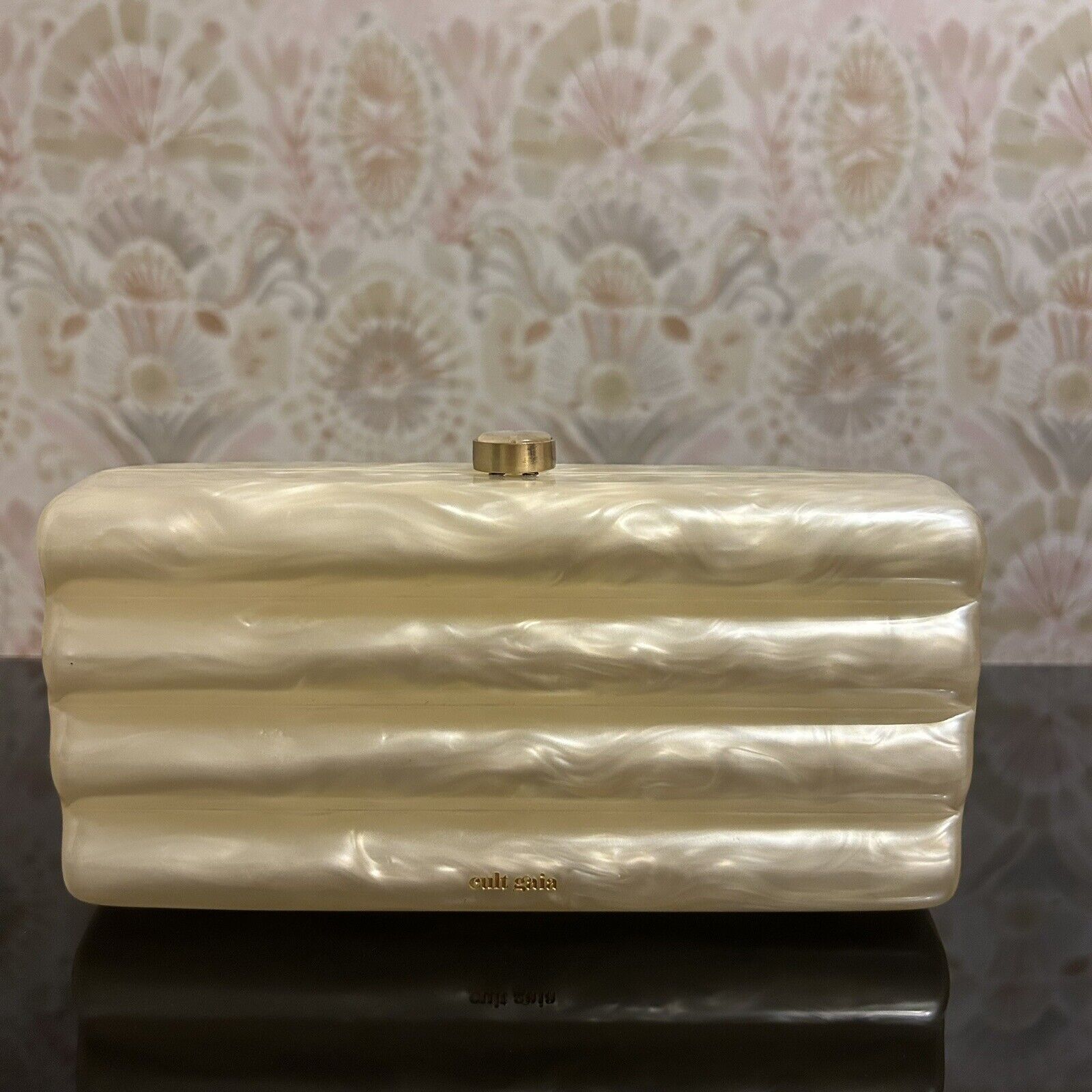 Cult Gaia Ivory Acrylic Enid Box Clutch Bag - Read Description